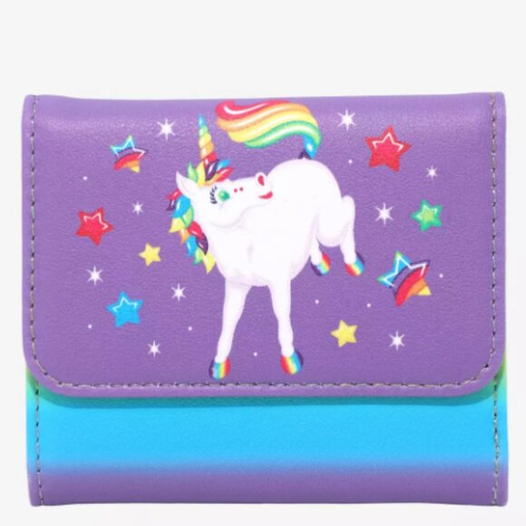 Loungefly Lisa Frank Rainbow Unicorn Mini Flap Wallet NWT - Picture 1 of 8